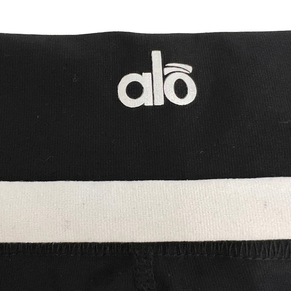 Alo Yoga Cool Fit High Waist Crop Leggings Wide Leg Yoga Pants Black Size M - Picture 3 of 6